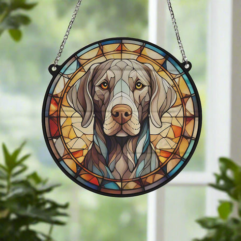 Weimaraner Stained Glass Effect Suncatcher